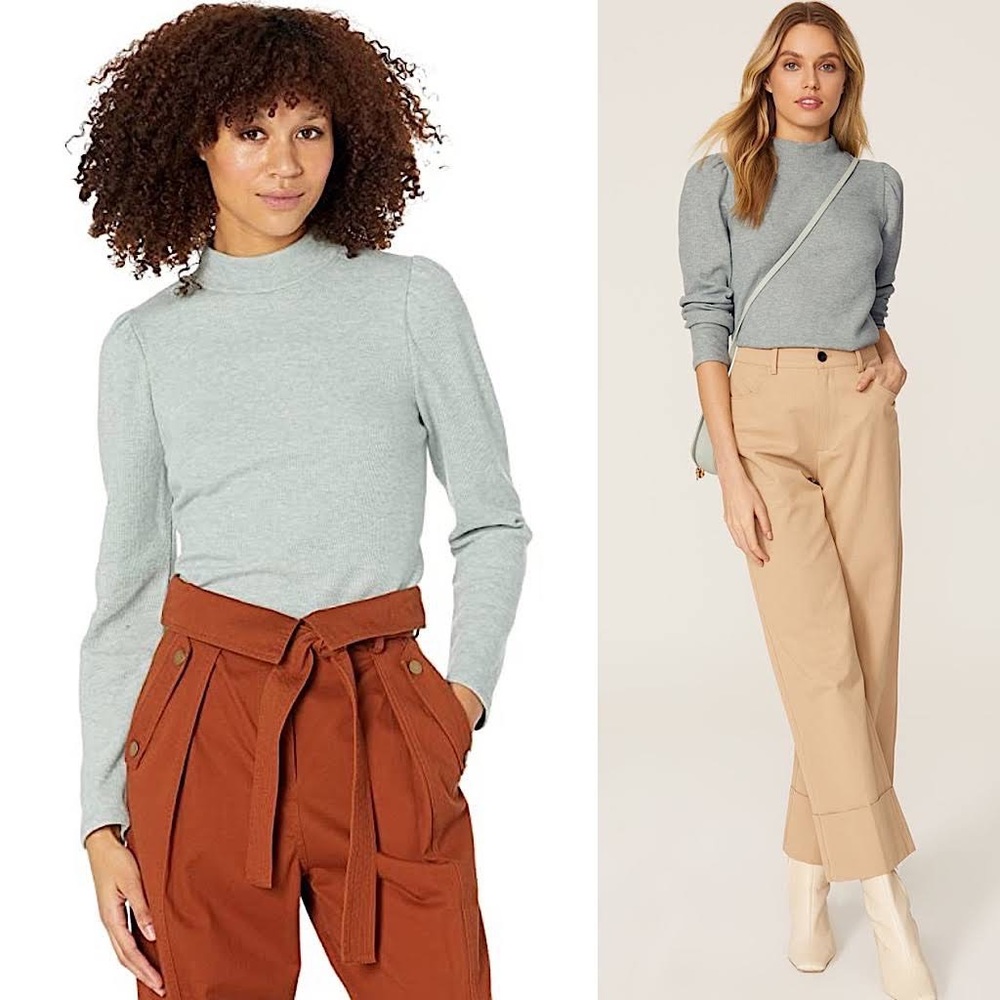 Madewell Hartford mock neck puff sleeve sweater
